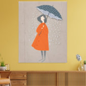 Elegante dame met paraplu canvas afdruk (Insitu (Woonkamer))