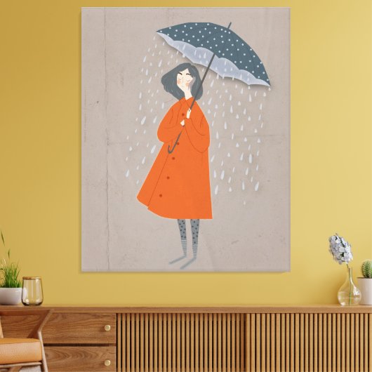 Elegante dame met paraplu canvas afdruk (Insitu (Woonkamer))