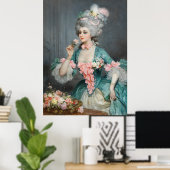 Elegante dame met rozen poster (Thuiskantoor)