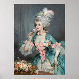 Elegante dame met rozen poster