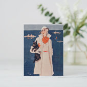 Elegante  dame met Scotty Dog Briefkaart (Staand voorkant)
