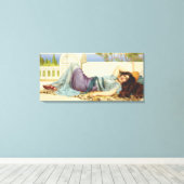  elegante dame omlaag, ontspannen canvas afdruk (Insitu (Houten vloer))
