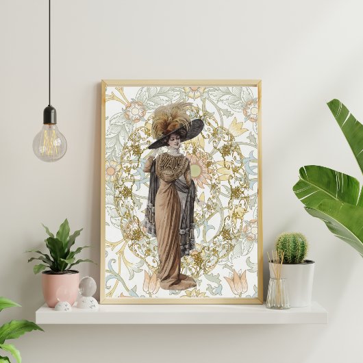 Elegante dame op het bloemenveld ontkoppelingspapi tissuepapier