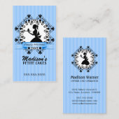 Elegante dame silhouet cupcake blauw visitekaartje (Voorkant / Achterkant)