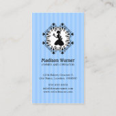 Elegante dame silhouet cupcake blauw visitekaartje (Achterkant)