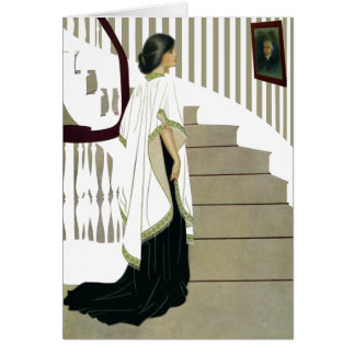 Elegante dame stijgt de trap op