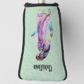 Elegante dame uit Egypte Paarse jurk groen Golfheadcover (Draai 90)