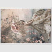 Elegante dame zitten, dromerige bloemige portretku tissuepapier (Voorkant)