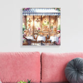 Elegante dames bij Parijse bakkerij Canvas Afdruk (Insitu (Woonkamer))