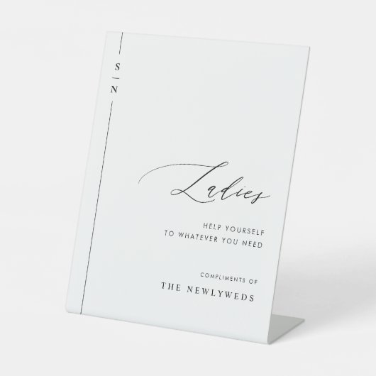 Elegante dames gast bruiloft badkamer mand reclamebord met voetstuk (Voorkant)