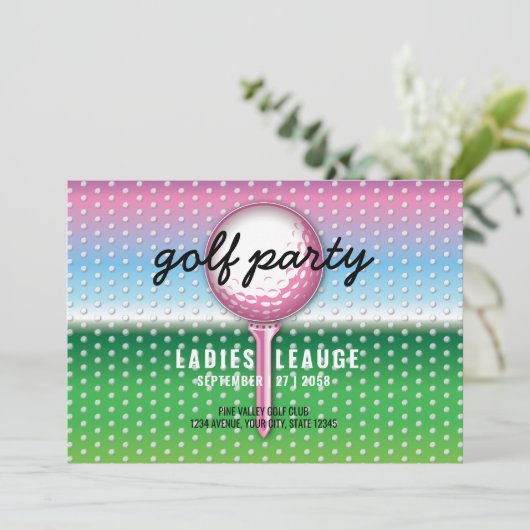 Elegante Dames Golf Feest Design Save The Date (Staand voorkant)