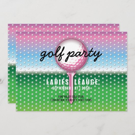 Elegante Dames Golf Feest Design Save The Date (Voorkant / Achterkant)