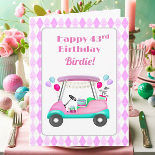 Elegante dames golf feestkar 43e verjaardag kaart