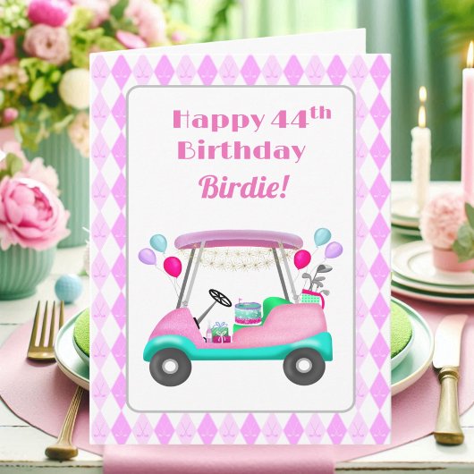 Elegante dames golf feestkar 44e verjaardag kaart