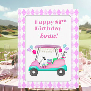 Elegante Dames Golf Feestkar 87ste Verjaardag Kaart