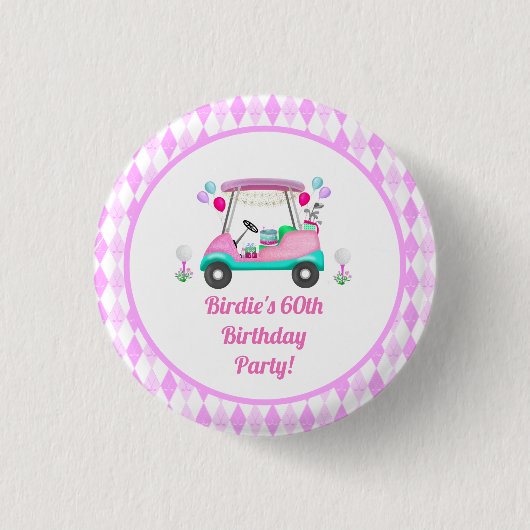 Elegante dames golf feestkar verjaardag ronde button 3,2 cm (Voorkant)