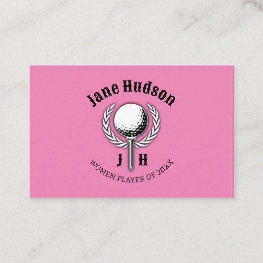 Elegante Dames Golf Monogram Ontwerp Visitekaartje (Voorkant)