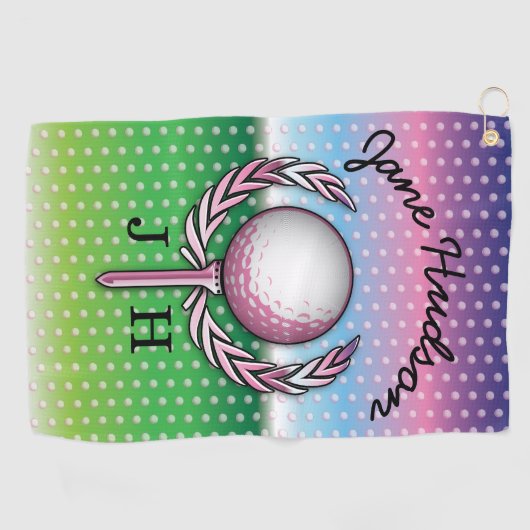 Elegante dames Monogram Golf Design Golfhanddoek (Horizontaal)
