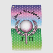 Elegante dames Monogram Golf Design Golfhanddoek (Voorkant)