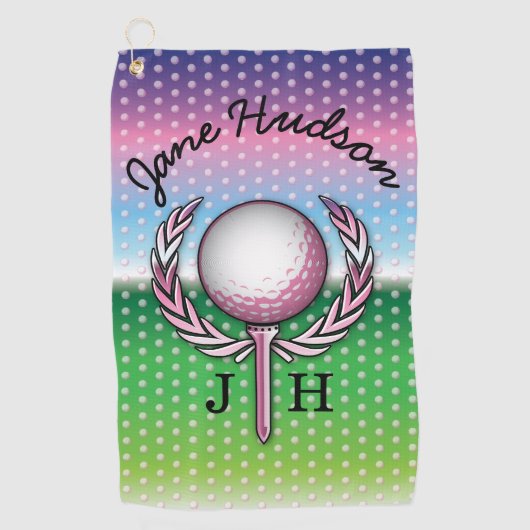 Elegante dames Monogram Golf Design Golfhanddoek (Voorkant)