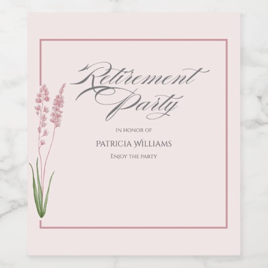 Elegante dames pastelkleurig wilde bloemen pensioe wijn etiket (Enkel label)