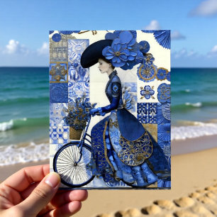 Elegante Damesfiets Delft Briefkaart