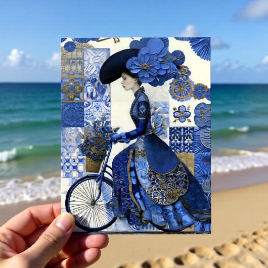 Elegante Damesfiets Delft Briefkaart