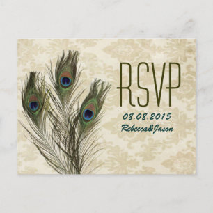 elegante  damespauw RSVP Uitnodiging Briefkaart