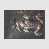 Elegante dandy ooievaar met bloem en hoge hoed tissuepapier (Voorkant)