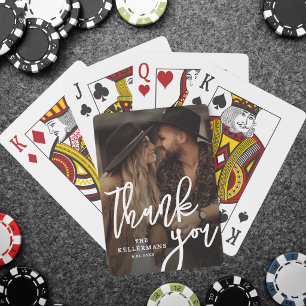 Elegante Dank Je Foto Bruiloft Pokerkaarten