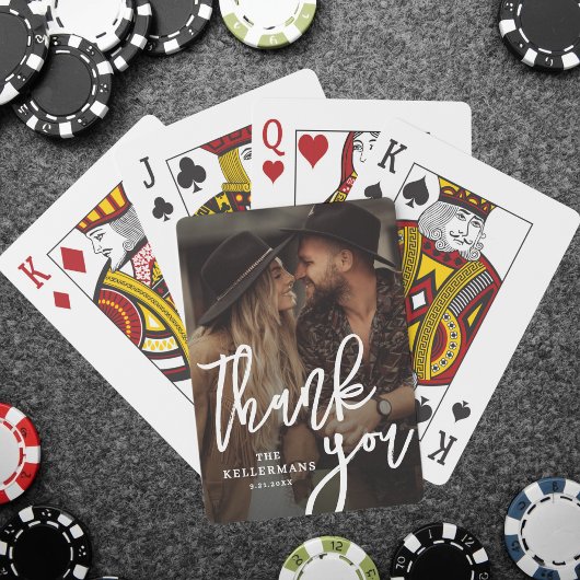 Elegante Dank Je Foto Bruiloft Pokerkaarten