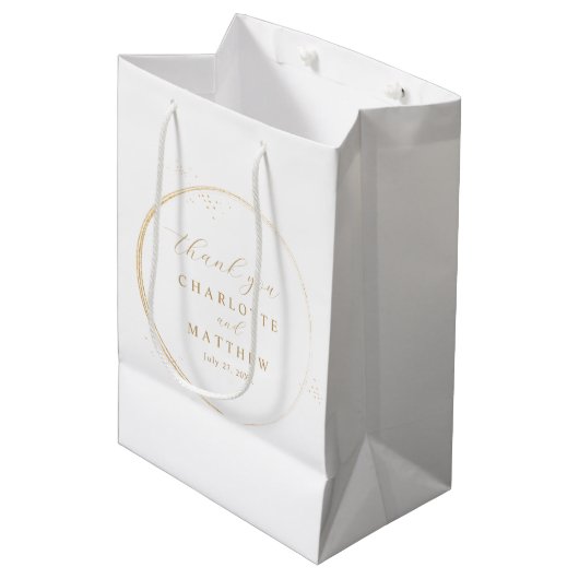 Elegante Dank Je Gouden Bruiloft  Medium Cadeauzakje (Voorkant Gekanteld)
