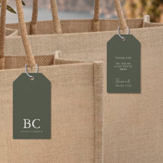 Elegante Dank Je Groen Bestemming Huwelijk Cadeaulabel