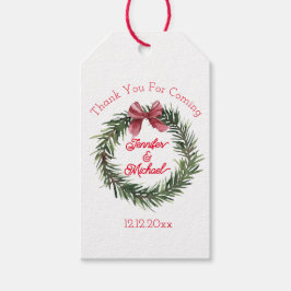 elegante dank je vakantie groen blad krans bruilof cadeaulabel