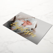 Elegante Dank Je Wel Baby Foto Doop Script Folie Uitnodiging (Gedraaid)