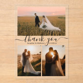 Elegante dank u 3 foto's bruiloft acryl uitnodigingen (Voorkant)