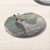 Elegante dank u bruiloft vervaagde foto ronde kartonnen onderzetter (Gebogen)