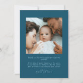 Elegante Dank U Calligrafie Turquoise Geboorte Aankondiging (Achterkant)