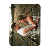 Elegante dank u eenvoudige script bruiloft foto magneet (Verticaal)