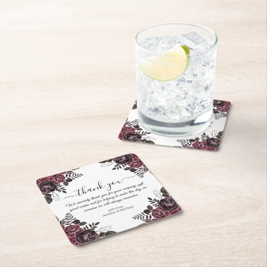 Elegante dank u Gothic bloemen bruiloft Kartonnen Onderzetters (Insitu)