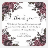 Elegante dank u Gothic Bloemen Halloween bruiloft Vierkante Sticker (Voorkant)
