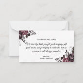 Elegante Dank u Gotische bloemen bruiloft modern Notitiekaartje (Achterkant)