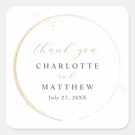Elegante Dank U Gouden Bruiloft Vierkante Sticker (Voorkant)