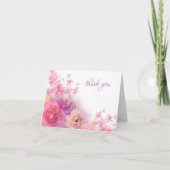 Elegante Dank U Hand Schrift Watercolor Bloemen Bedankkaart (Voorkant)