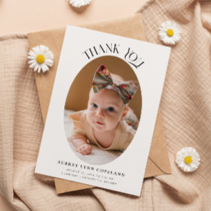 Elegante dank u Oval Geboorteaankondiging Foto Aankondiging