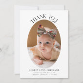 Elegante dank u Oval Geboorteaankondiging Foto Aankondiging (Voorkant)