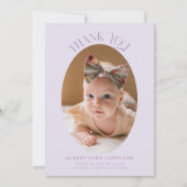Elegante dank u Oval Paarse Baby aankondiging (Voorkant)