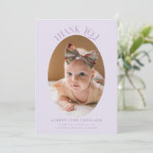 Elegante dank u Oval Paarse Baby aankondiging (Staand voorkant)