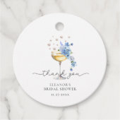 Elegante Dank U Parels & Prosecco Bruidsmeisje Fee Bedankjes Labels (Voorkant)