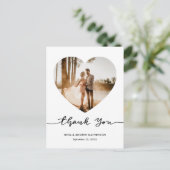 Elegante Dank U Script Hart Foto Briefkaart (Staand voorkant)